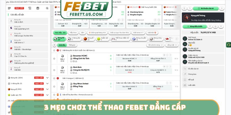 3 mẹo chơi thể thao Febet đẳng cấp
