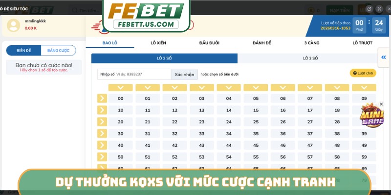 Dự thưởng KQXS với mức cược cạnh tranh